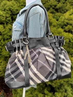 Burberry Satchel in Iconic House Check with Authentic Burberry Charm